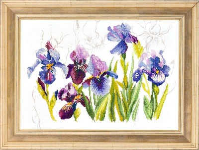 Набор для вышивания крестом Ирисы (Tripych Blue Flowers — Irisses) лен