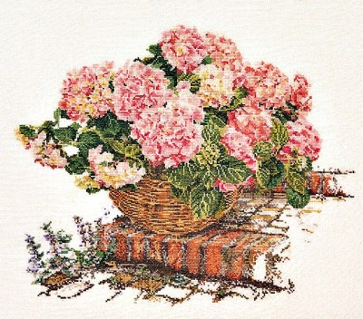Набор для вышивания Розовая гортензия в корзине (канва)