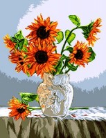 Набор для вышивания Подсолнечник в фарфоровой вазе в виде шара (Sunflower in porcelain bowl) гобелен