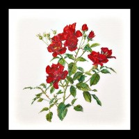 Набор для вышивания Ярко-красные розы (лен)