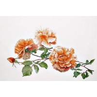 Набор для вышивания Розы на ветке (лен)