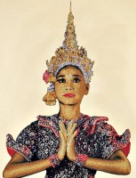 Набор для вышивания Тайская девушка, на белом фон (лен)