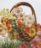 Набор для вышивания Корзина цветов (лен)