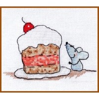 Набор для вышивания Миниатюра Мышь с тортом (серия Миниатюры)